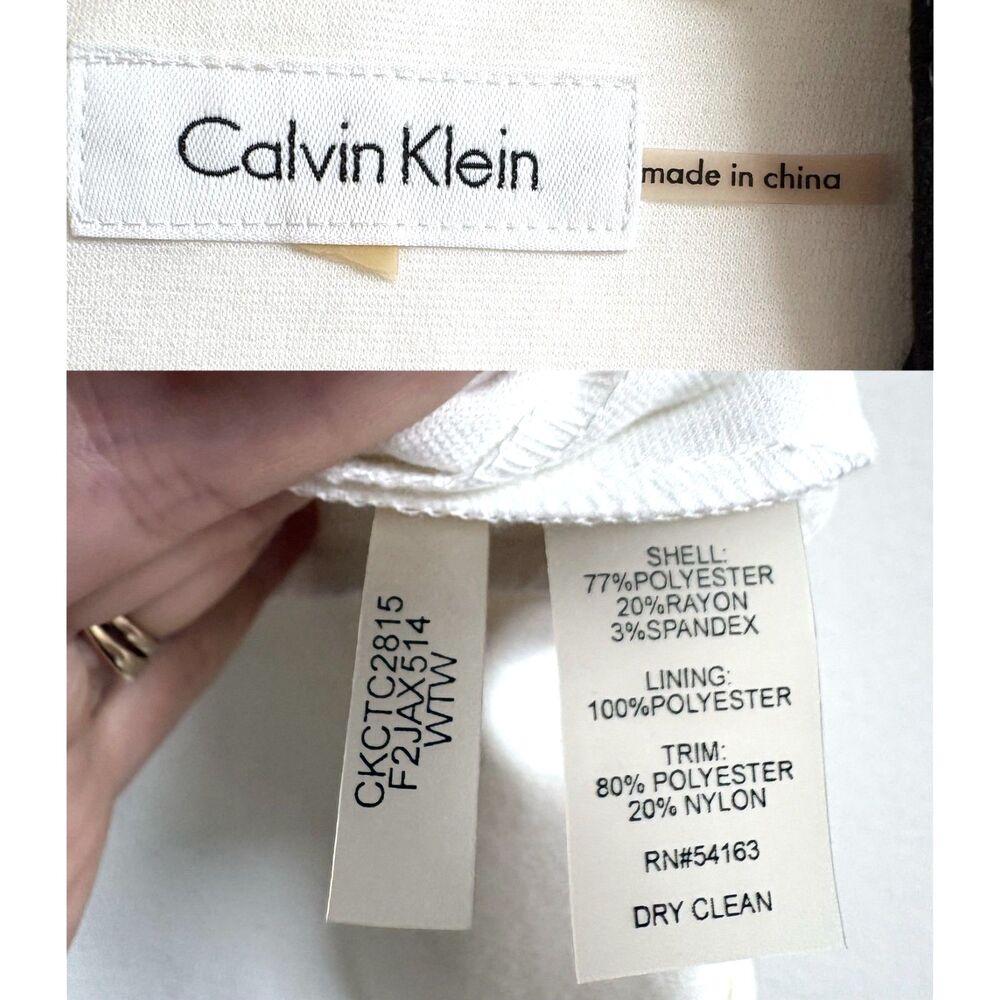 Calvin Klein Sequin Peplum Top White Black Colorblock Sleeveless Holiday Shine S - Picture 6 of 7